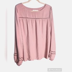 Time And Tru women's pink long-sleeved blouse size XL